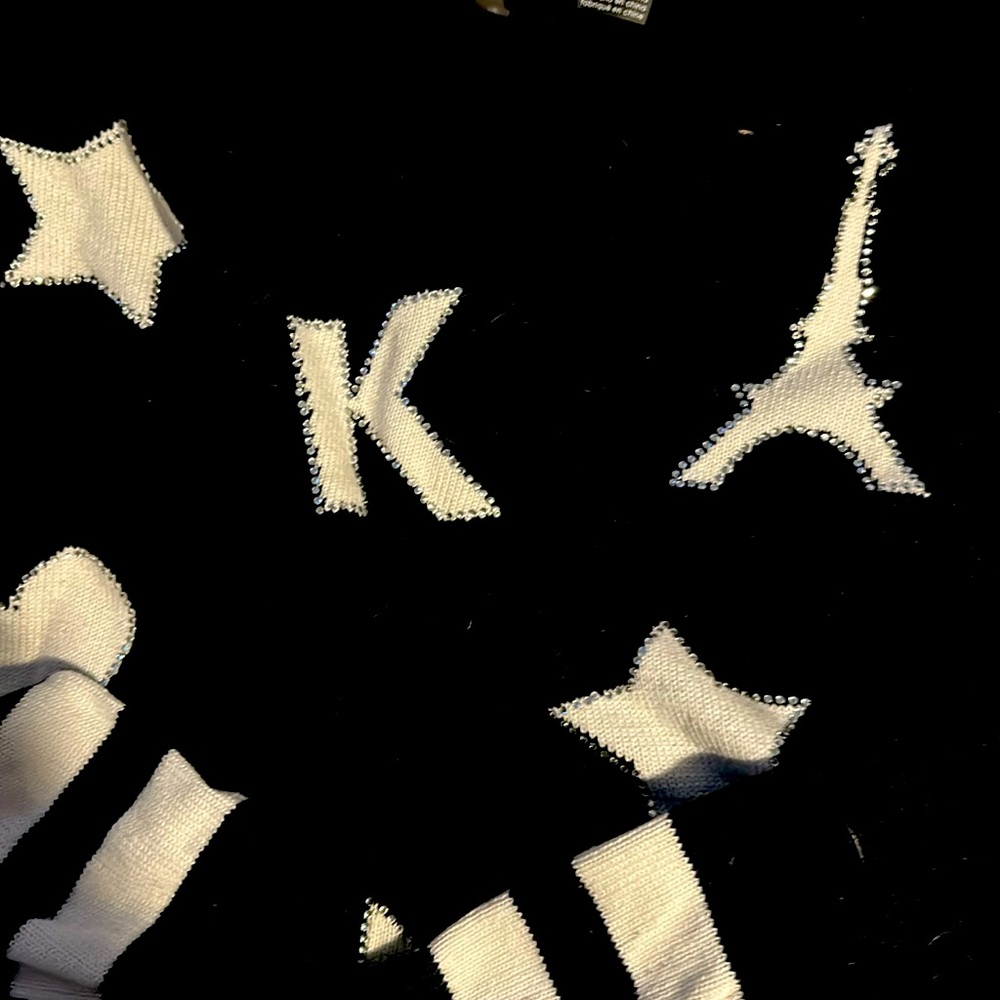 Karl Lagerfeld black with hearts, stars, Eifel towers and sparkle fun sweater